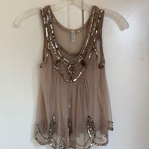 Free people mesh and sequin top